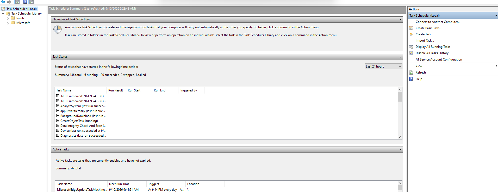 Task Scheduled View in Windows Server 2022