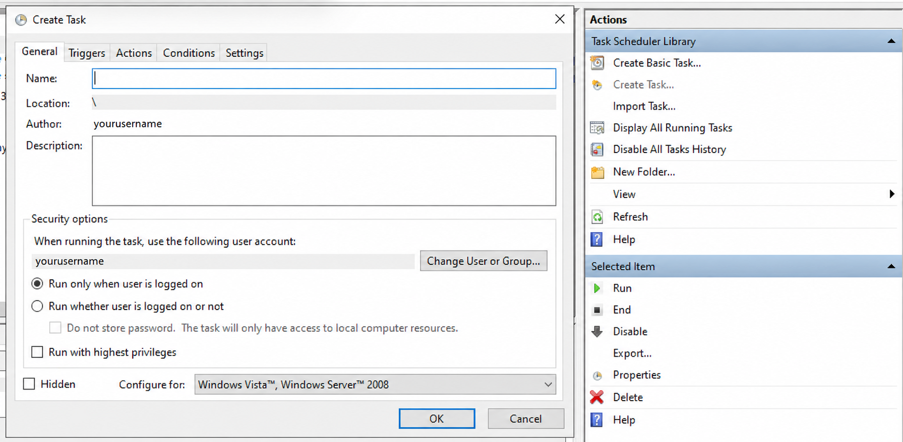 Create New Task in Task Scheduler