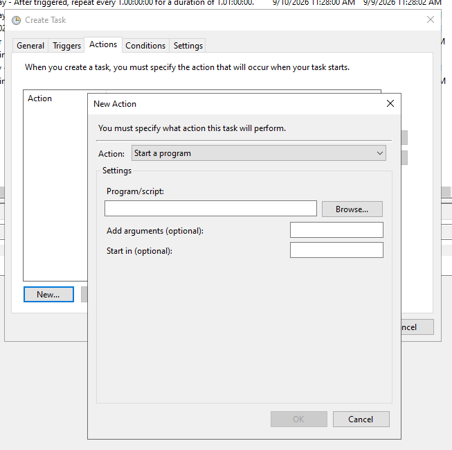 New Action and Browser Script