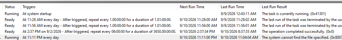 Task Run Statuses in the Library